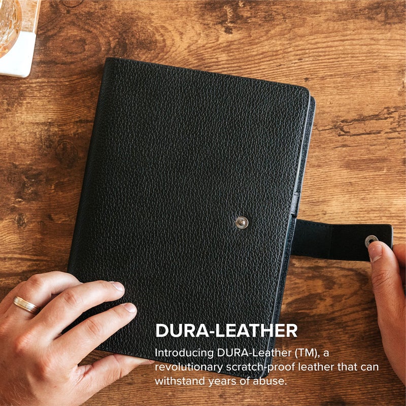CASE ELEGANCE Black Full Grain Premium Leather Refillable Journal Cover with A5 Lined Notebook - Scratch-Proof DURA-Leather - Image 4